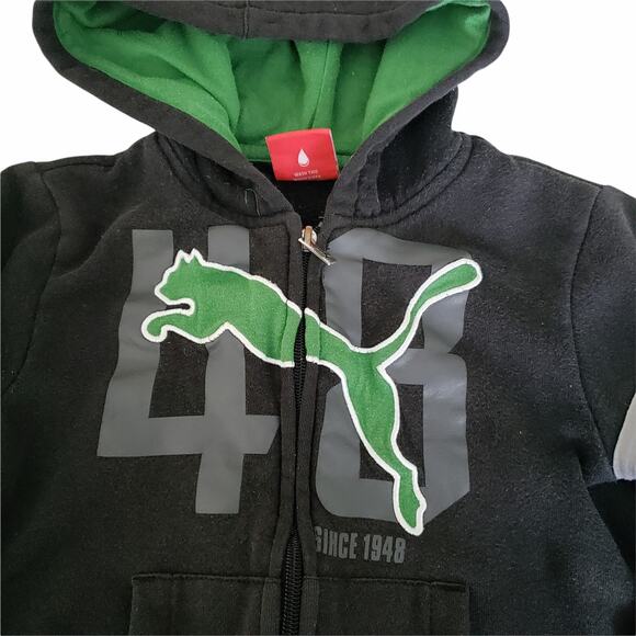2 FOR $5 SALE Boy's Puma Black Zip Up Hoodie Size 4 - Picture 3 of 9